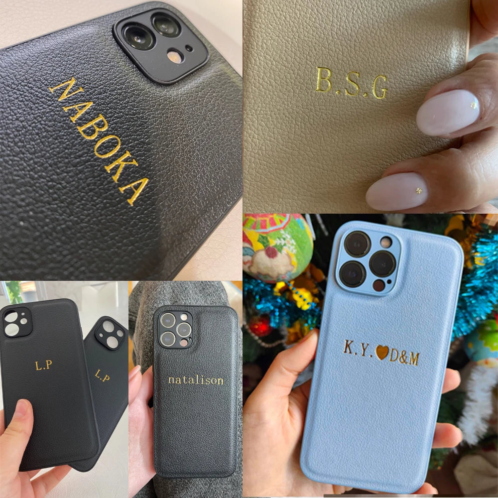 Personalized Custom Name Leather Case for iPhone 15 Pro & iPhone 15 Pro Max