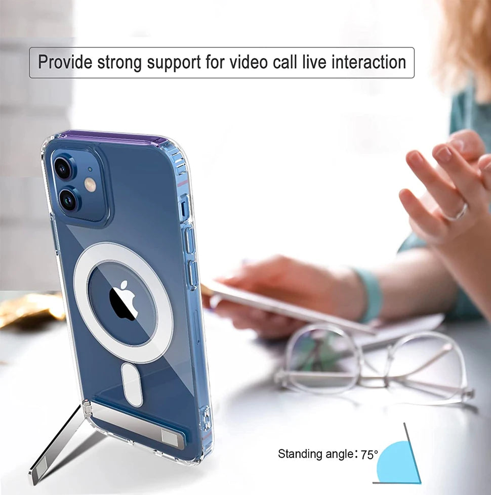 Clear Magnetic Kickstand Case for iPhone 15 Pro & iPhone 15 Pro Max