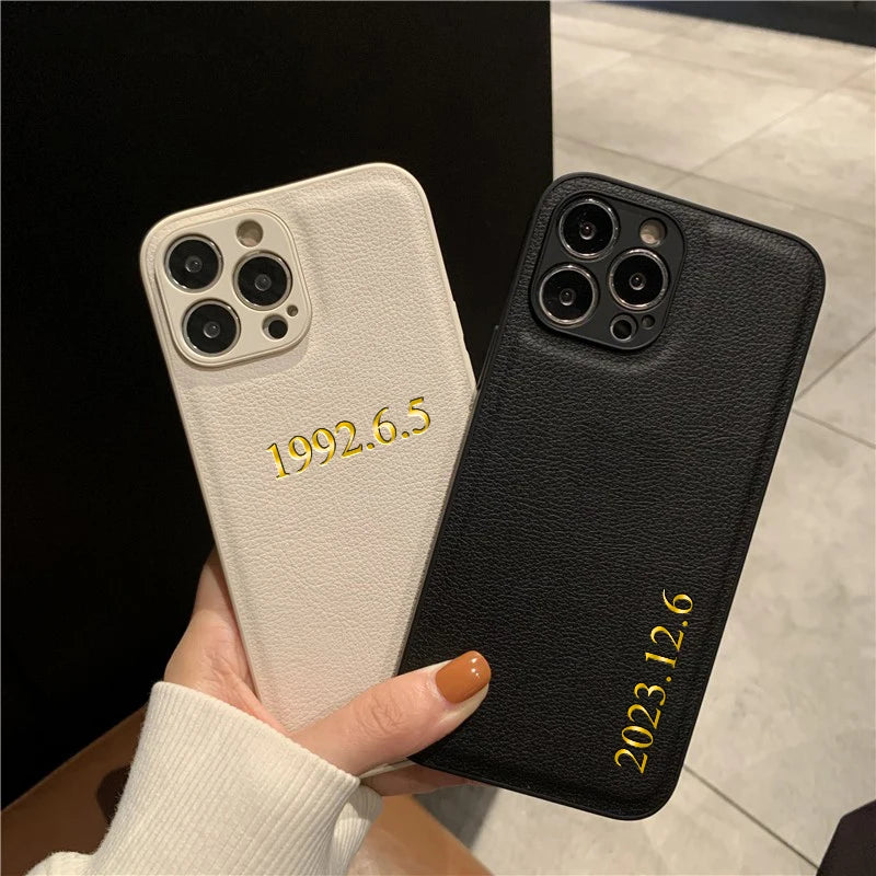 Personalized Custom Name Leather Case for iPhone 15 Pro & iPhone 15 Pro Max