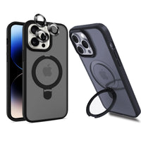 Magnetic Ring Stand Translucent Case with Screen Protector for iPhone 15 Pro & iPhone 15 Pro Max
