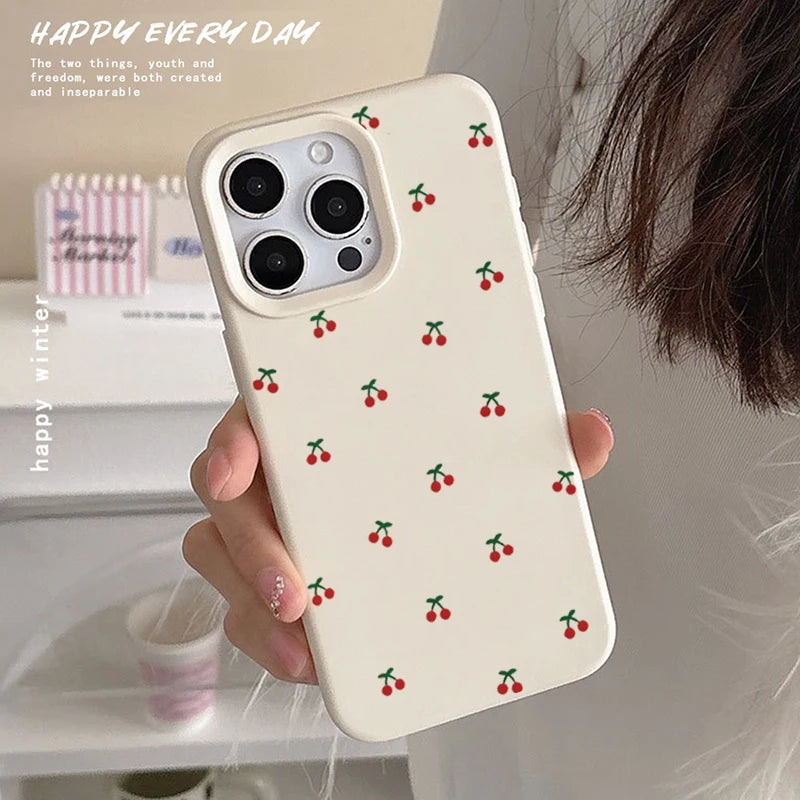 Cute Cartoon Cherry Silicone Case for iPhone 16 & iPhone 16 Pro Max