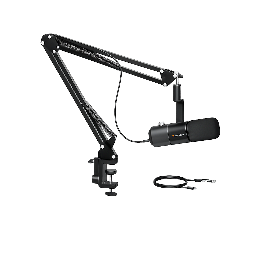 NearStream USB/XLR Dynamic Microphone with Boom Arm for Gaming, Podcast & Studio Recording